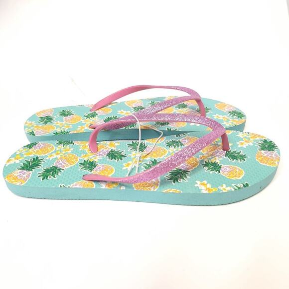 Preppy Flip Flops Size Large 9 / 10 Summer Sandals Foam Light Weight Pineapple​ - Picture 3 of 7